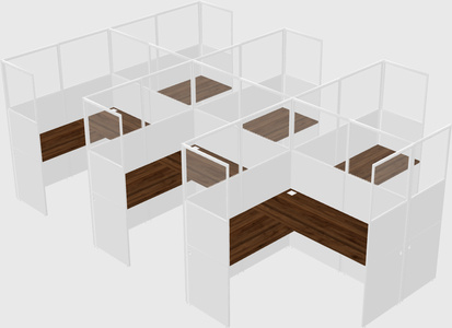 Shared l-shaped cubicle