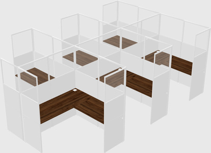 Shared l-shaped cubicle