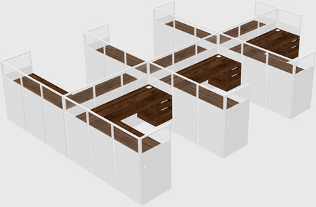 Shared l-shaped cubicle