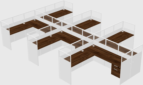 Shared l-shaped cubicle