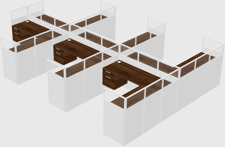 Shared l-shaped cubicle