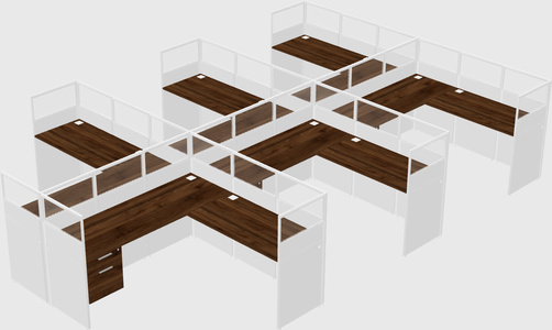 Shared l-shaped cubicle