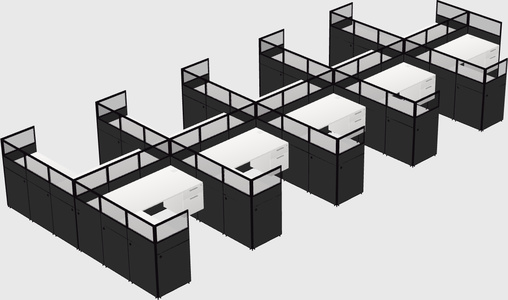 Shared l-shaped cubicle