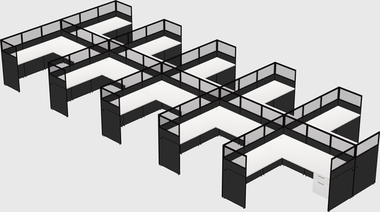 Shared l-shaped cubicle