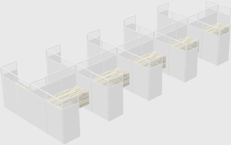 Shared l-shaped cubicle