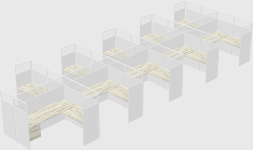 Shared l-shaped cubicle