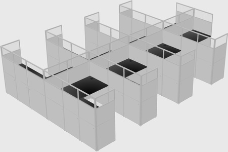 Shared l-shaped cubicle