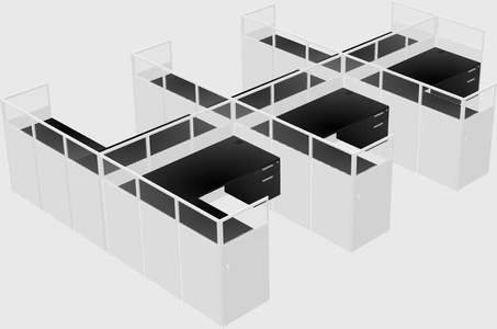 Shared l-shaped cubicle