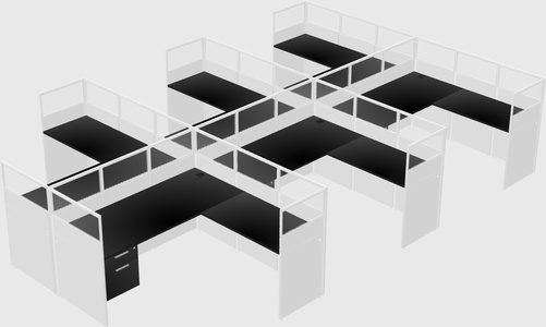 Shared l-shaped cubicle