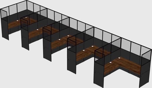 Shared l-shaped cubicle