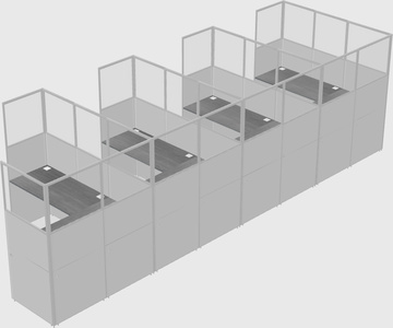 Shared l-shaped cubicle