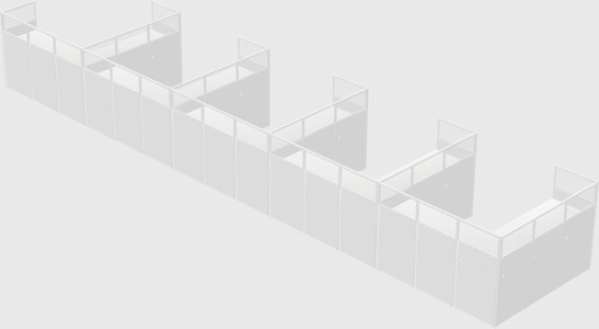 Shared l-shaped cubicle