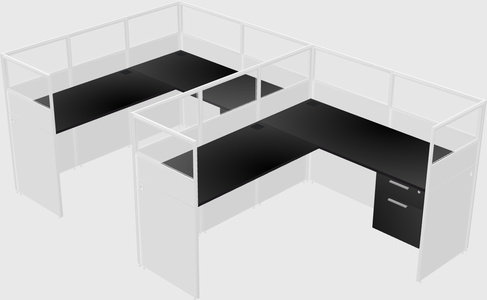 Shared l-shaped cubicle