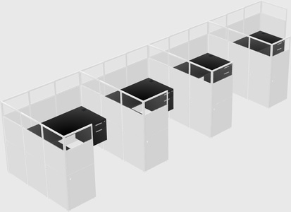 Shared l-shaped cubicle