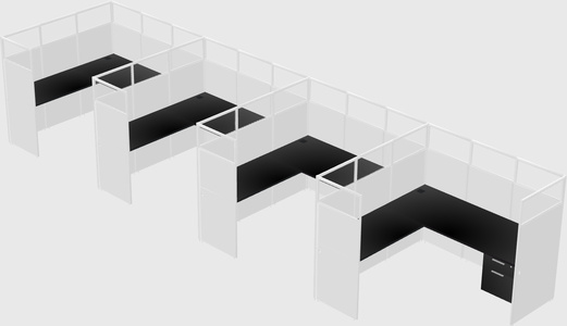 Shared l-shaped cubicle