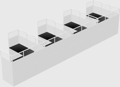 Shared l-shaped cubicle