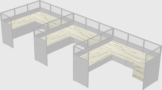 Shared l-shaped cubicle