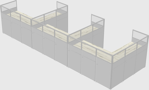 Shared l-shaped cubicle