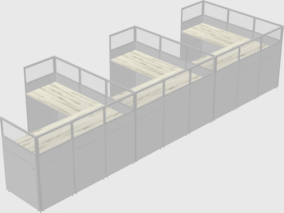 Shared l-shaped cubicle