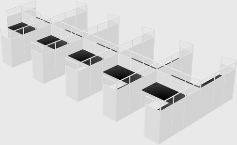 Shared l-shaped cubicle