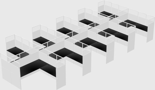 Shared l-shaped cubicle