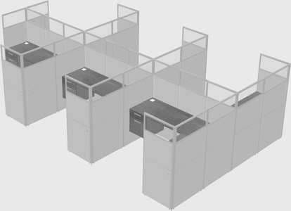 Nakabahaging l-shaped na cubicle