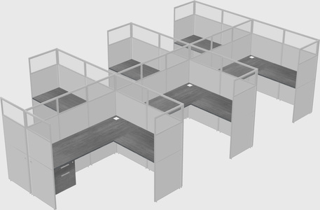 Nakabahaging l-shaped na cubicle