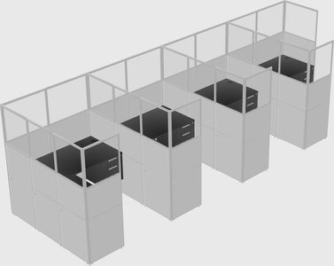 Shared l-shaped cubicle
