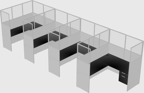Shared l-shaped cubicle
