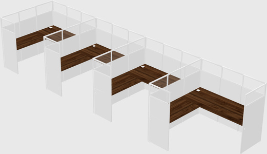 Shared l-shaped cubicle