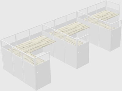 Shared l-shaped cubicle