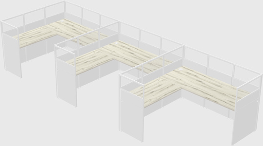 Shared l-shaped cubicle