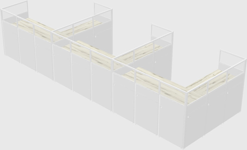 Shared l-shaped cubicle