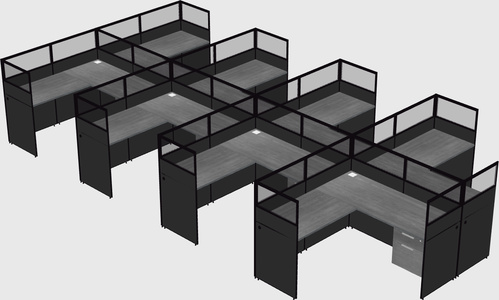 Shared l-shaped cubicle