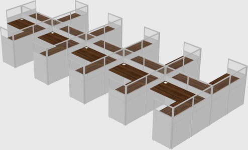 Shared l-shaped cubicle