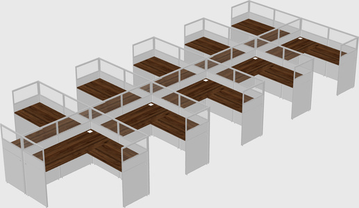 Shared l-shaped cubicle