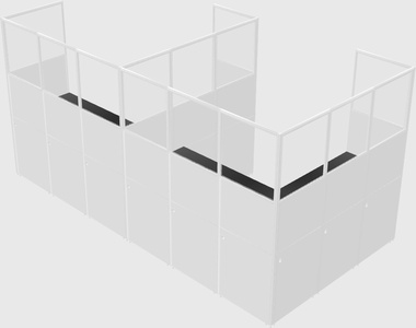 Shared l-shaped cubicle