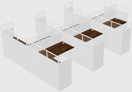 Shared l-shaped cubicle