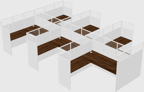 Shared l-shaped cubicle