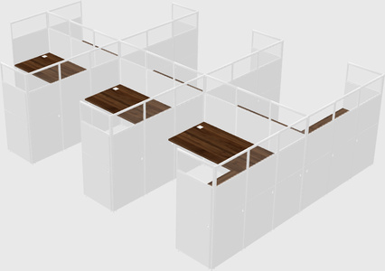 Shared l-shaped cubicle