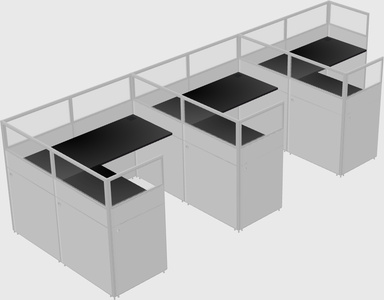 Shared l-shaped cubicle