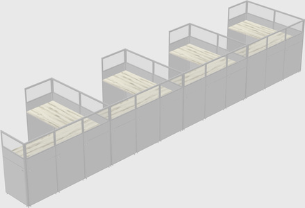 Shared l-shaped cubicle