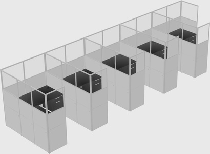 Shared l-shaped cubicle