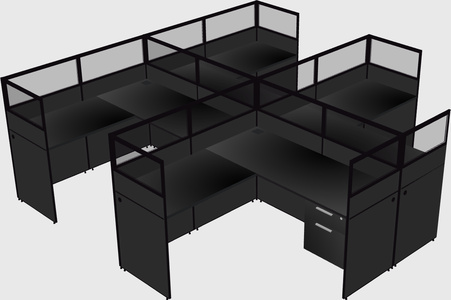 Shared l-shaped cubicle