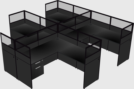 Shared l-shaped cubicle