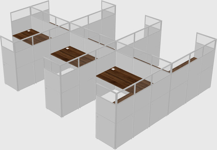Shared l-shaped cubicle