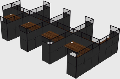 Shared l-shaped cubicle