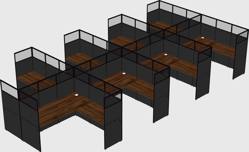 Shared l-shaped cubicle