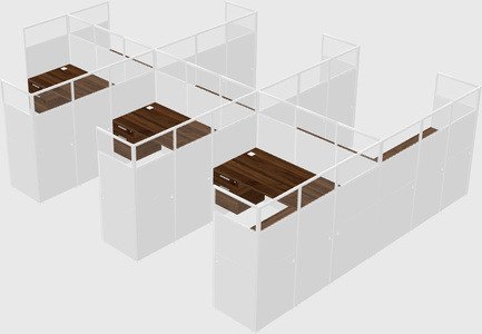 Shared l-shaped cubicle