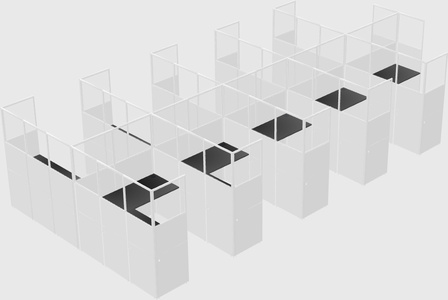 Shared l-shaped cubicle